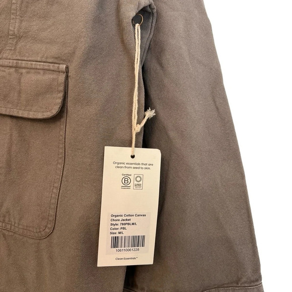 Mate the Label Organic Cotton Canvas Chore Jacket Pebble M/L NWT Classic Fall - Picture 5 of 6